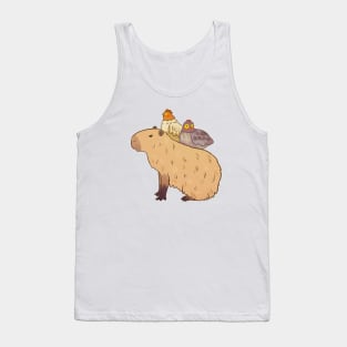 Cute capybara and chickens friends illustration Tank Top